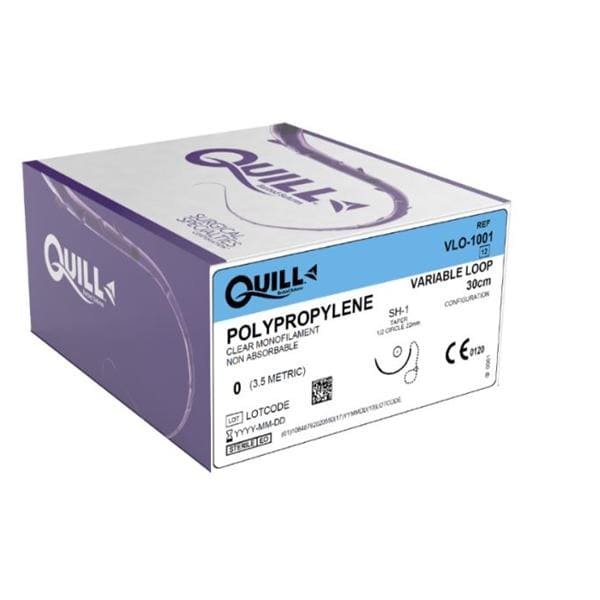 Quill Suture 0 30cm Polypropylene Monofilament SH-1 Clear 12/Bx