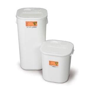 Sharps Container 8gal White/Black/Yellow 13-3/4x14x13-3/4" Hrzntl Drp PP 10/C