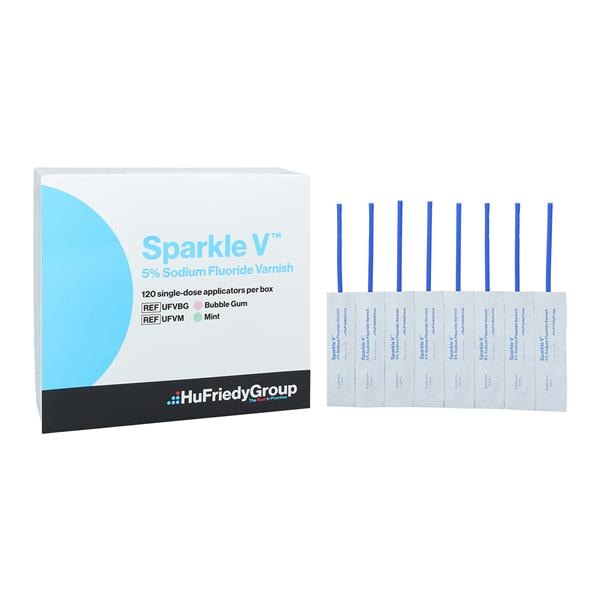 Sparkle V Fluoride Varnish Unit Dose 5% NaF 0.4 mL Bubblegum 120/Bx, 5 BX/CA