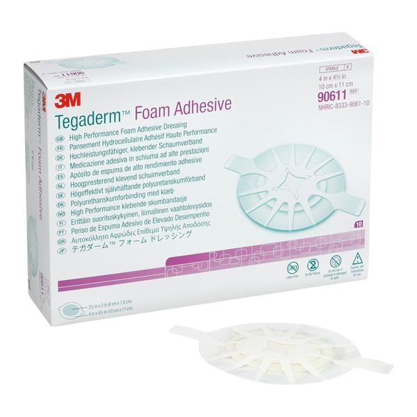 Tegaderm HP Foam Dressing 4x4 Sterile Oval Small Adherent Adhesive Absorbent LF