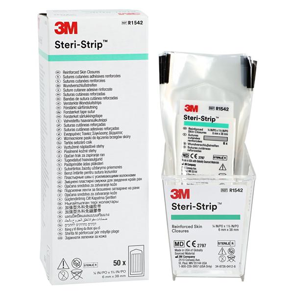 Steri-Strip Skin Closure Strip Non-Woven Rayon Backed 1/4x1-1/2" White 50/Bx, 4 BX/CA