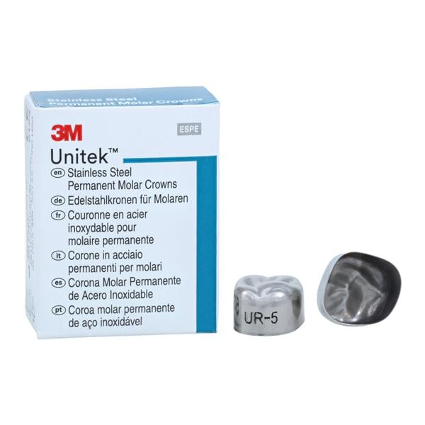 3M™ Unitek™ Stainless Steel Crowns Size 5 1st Perm URM Replacement Crowns 5/Bx