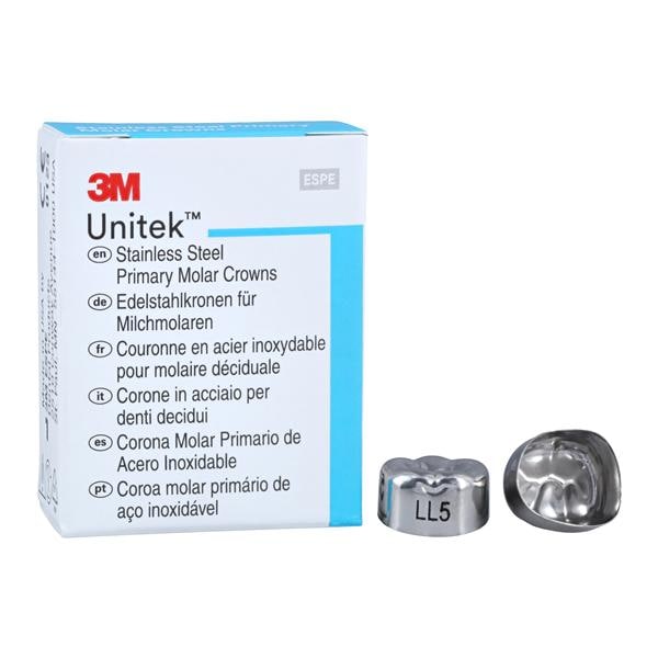 3M™ Unitek™ Stainless Steel Crowns Size 5 2nd Prim LLM Replacement Crowns 5/Bx