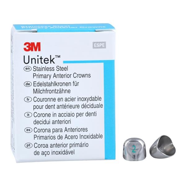 3M™ Unitek™ SS Crowns Size 2U Prim Ant Upr Cspd Replacement Crowns 5/Bx