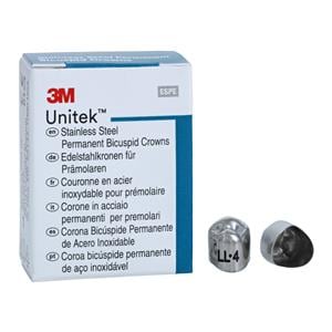 3M™ Unitek™ Stainless Steel Crowns Size 4 1st Perm LLB Replacement Crowns 5/Bx