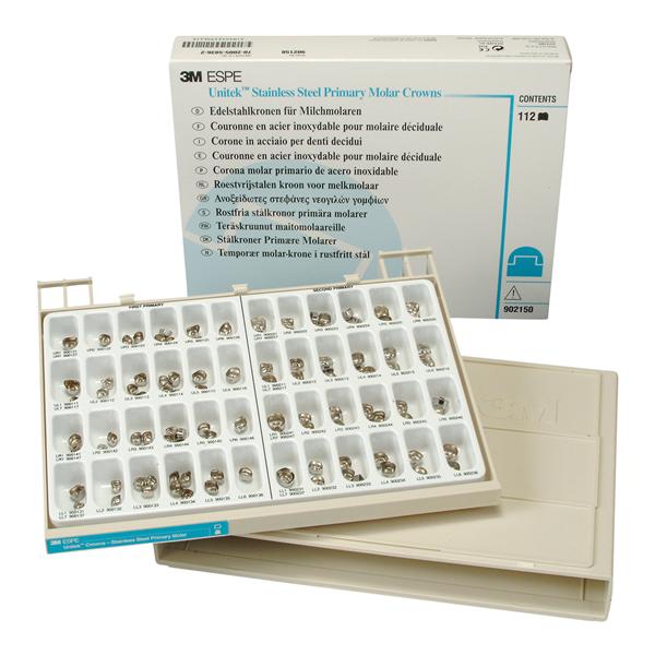 3M™ Unitek™ Stainless Steel Crowns Size Assorted Primary Molar Set 112/Bx