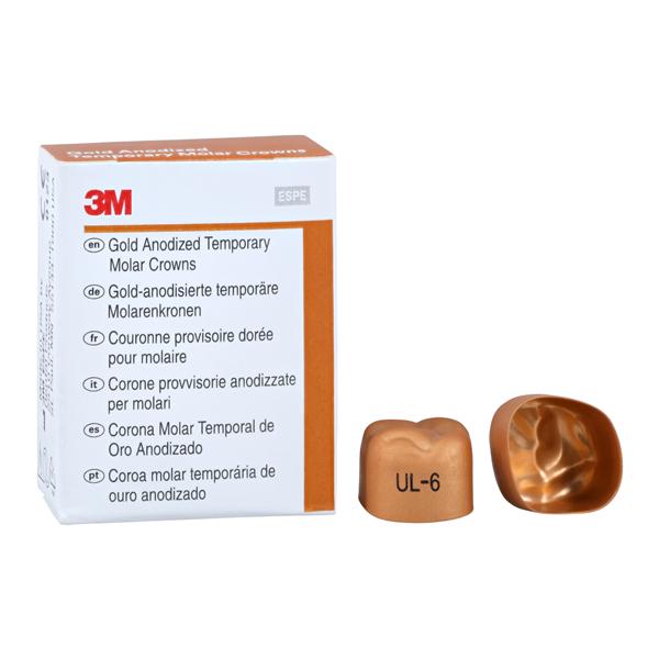 3M™ Unitek™ Gold Anodized Crowns Size 6 1st ULM Replacement Crowns 5/Bx