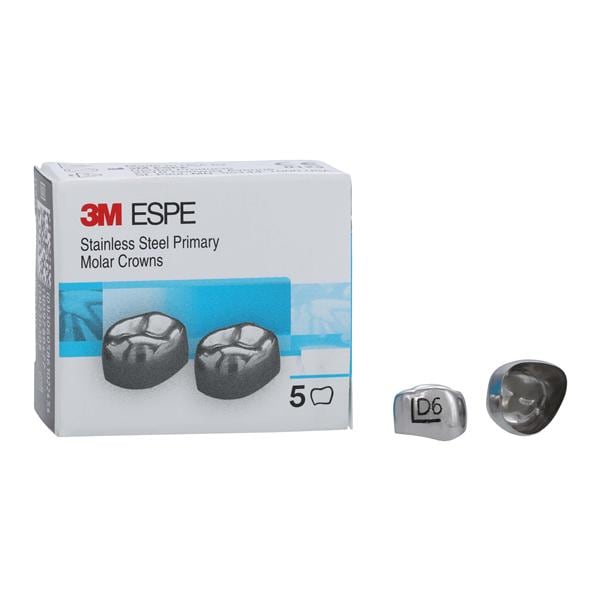 3M™ Stainless Steel Crowns Size DUL6 1st Pri ULM Replacement 5/Bx