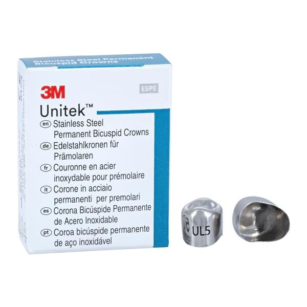 3M™ Unitek™ Stainless Steel Crowns Size 5 1st Perm ULB Replacement Crowns 5/Bx