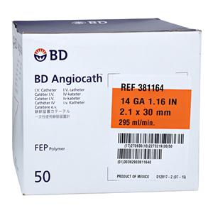 Angiocath Peripheral Venous Catheter 14 Gauge 1-3/20" Orange 50/Bx