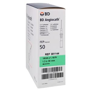 Angiocath Peripheral Venous Catheter 18 Gauge 1-3/20" Green 50/Bx