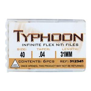 Typhoon Infinite Rotary File 31 mm Size 40 Nickel Titanium Black 0.04 6/Pk