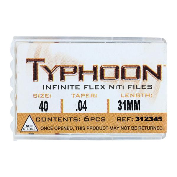 Typhoon Infinite Rotary File 31 mm Size 40 Nickel Titanium Black 0.04 6/Pk