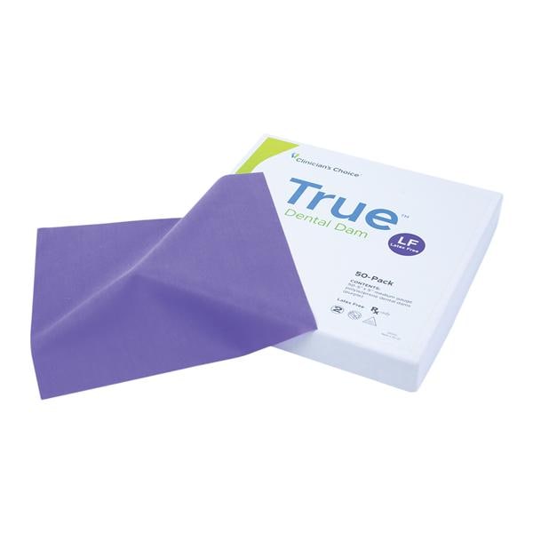 True Dental Dam LF Rubber Dam 5 in x 5 in Med Ga Prpl Unflvrd Unscntd 50/Bx