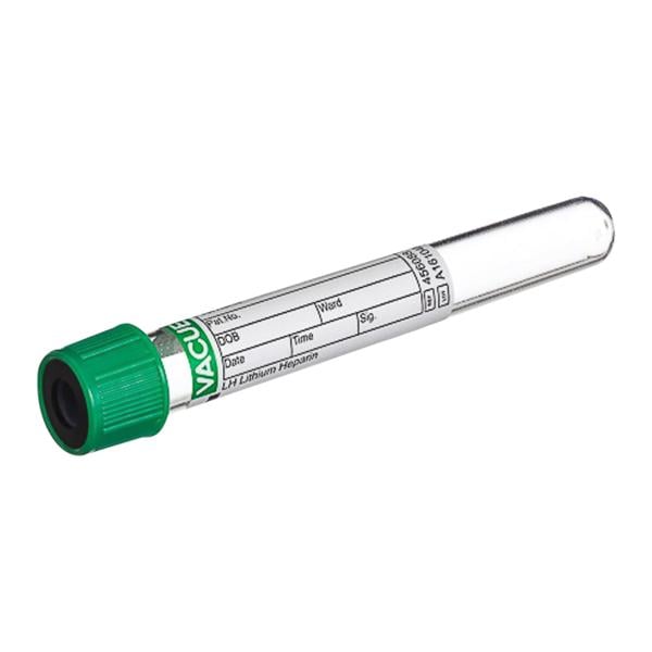 Vacuette Venous Blood Collection Tube Green/Black 6mL Plastic 50/Bx, 24 BX/CA