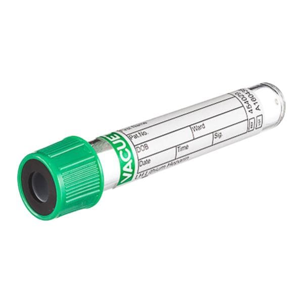 Vacuette Venous Blood Collection Tube Green/Black 4mL Pull Cap PET 50/Pk, 24 PK/CA