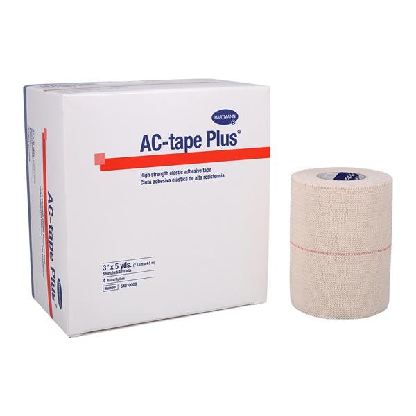 AC-Tape Plus Athletic Supplement Tape Cotton/Elastic 3"x5yd White NS 4rls/Bx, 12 BX/CA