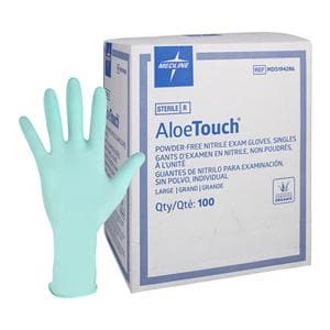 Aloetouch Nitrile Exam Gloves Large Green Sterile