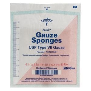 Cotton Gauze Sponge 4x4" 8 Ply Sterile Not Made With Natural Rubber Latex