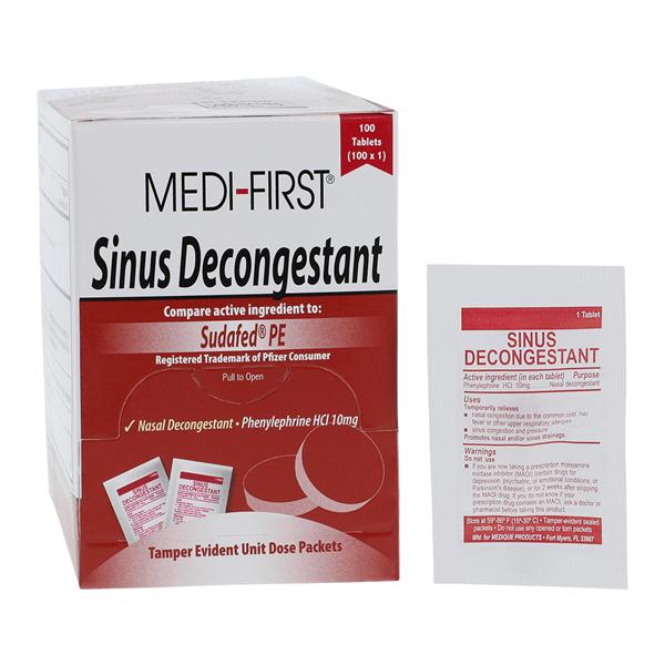 Medi-First Sinus Decongestant Oral Tablets 10mg Unit Dose Packet 100x1/Bx