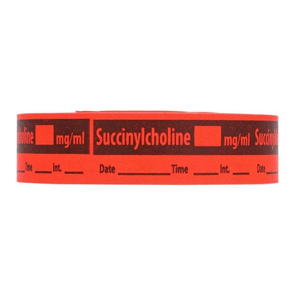 Anesthesia Tape Succinylcholine Fluorescent Red 1/2x500" 1/Rl