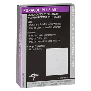 Puracol Plus AG+ Collagen Dressing 2x2.2  Sterile Highly Absorbent LF