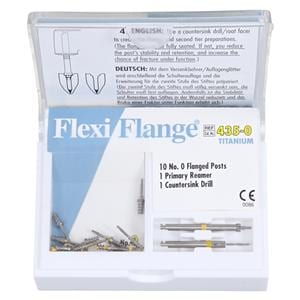 Flexi-Flange Posts Titanium Refill Size 0 Parallel Sided Yellow 10/Pk