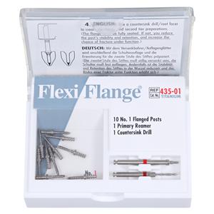 Flexi-Flange Posts Titanium Refill Size 1 Parallel Sided Red 10/Pk