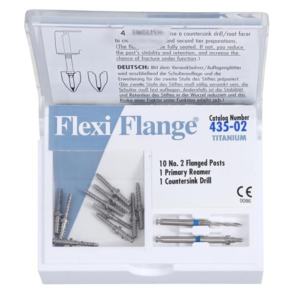 Flexi-Flange Posts Titanium Size 2 Parallel Sided Blue 10/Pk
