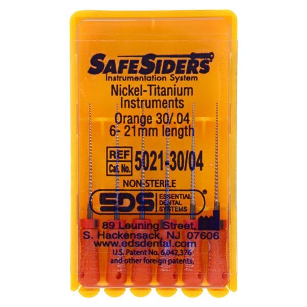 Safesider Hand Reamer 21 mm Size 30 Nickel Titanium Orange 0.04 6/Pk
