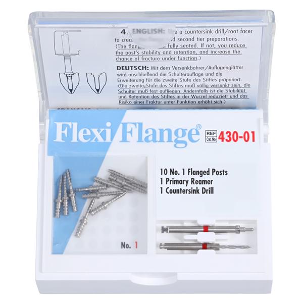 Flexi-Flange Posts Stainless Steel Refill Size 1 Red Parallel Sided 10/Pk