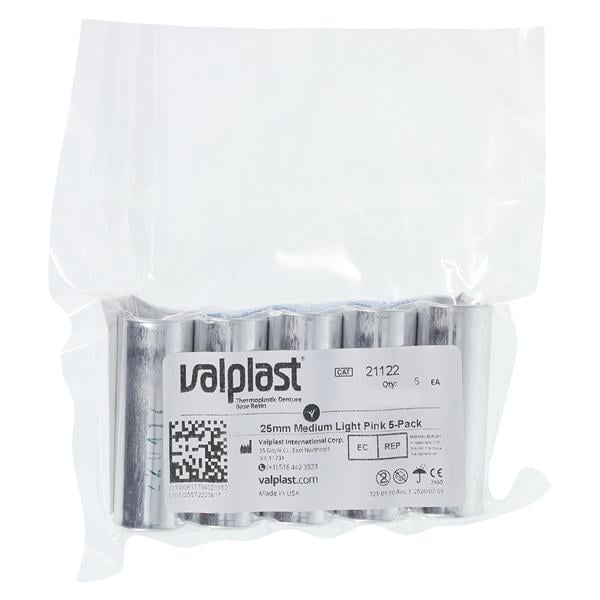 Valplast Denture Resin Flexible Base Light Pink Medium-25 mm 5/Pk