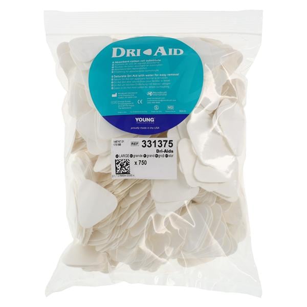 Dri-Aids Cotton Roll Substitute White Large 750/Bx