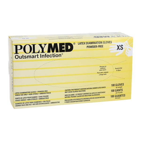 Polymed Latex Exam Gloves X-Small White Non-Sterile