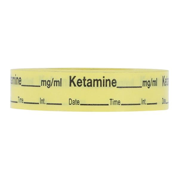 Anesthesia Label Ketamine mg/ml Yellow 1/2x500" 333/Rl