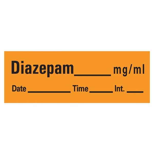 Anesthesia Label DTI Diazepan mg/ml Orange 1/2x500" 333/Rl