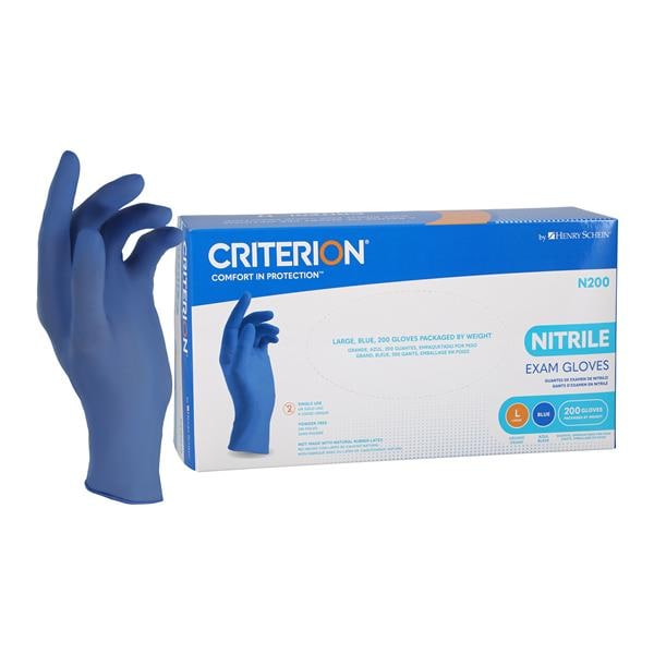 Criterion N200 Nitrile Exam Gloves Large Standard Blue Non-Sterile, 10 BX/CA