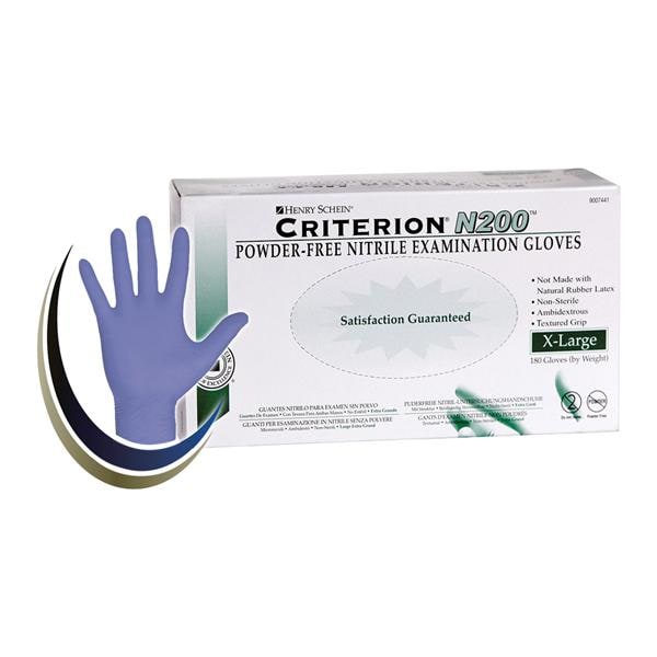 Criterion N200 Nitrile Exam Gloves X-Large Standard Blue Non-Sterile