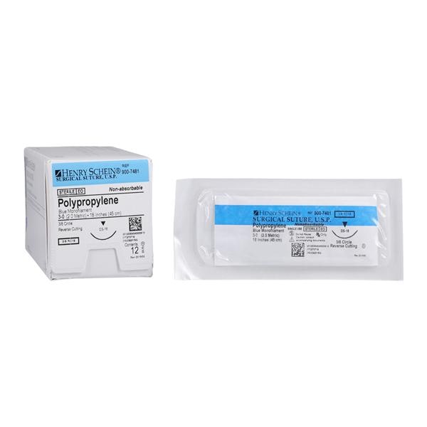 Suture 3-0 18" Polypropylene Monofilament DS-18 Blue 12/Bx