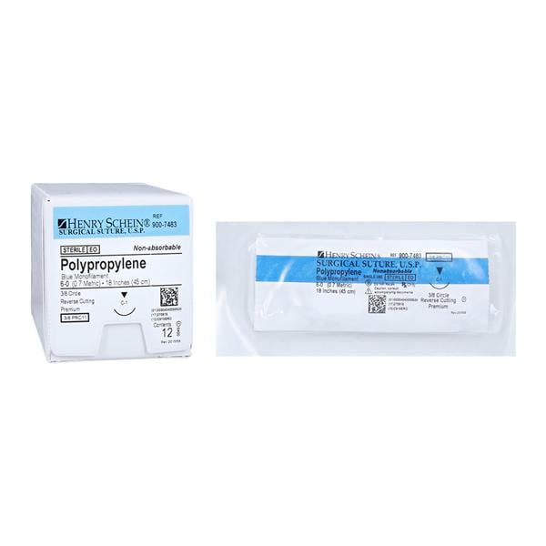 Prolene Suture 6-0 18" Polypropylene Monofilament C-1 Blue 12/Bx