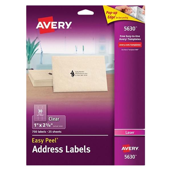 Avery Clear Laser Address Label 1 in x 2 5/8 in 750/Pack 750/Pk