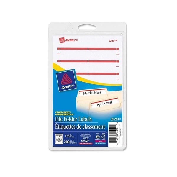 Inkjet/Laser File Folder Labels 5/8 in x 3.5 in Dark Red 252/Pack 252/Pk