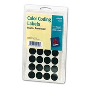 Removable Color-Coding Labels 3/4 in Dia Black 1008/Pack 1000/Pk