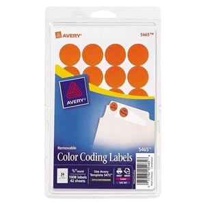 Removable Color-Coding Labels 3/4" Diameter Orange 1000/Pk