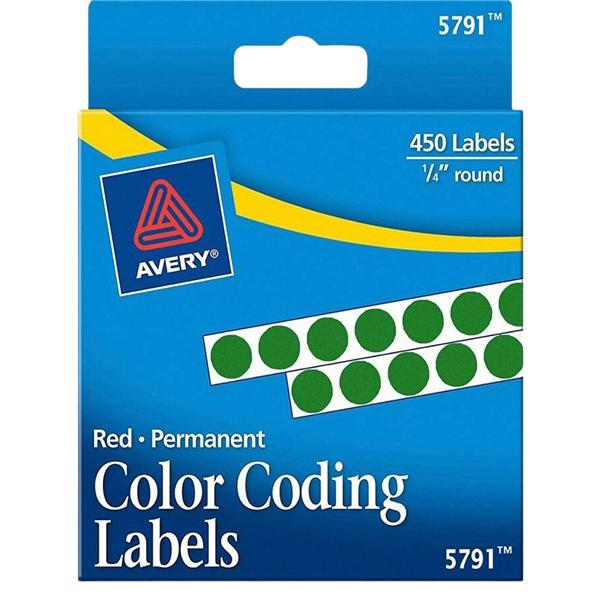 Permanent Color-Coding Labels 1/4" Diameter Green 450/Pk