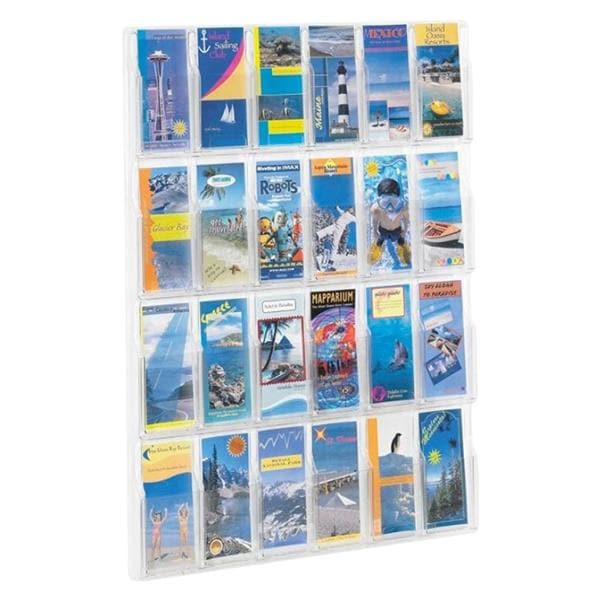 Wall Pamphlet Display 24 Pockets Clear 30 in 1/PK