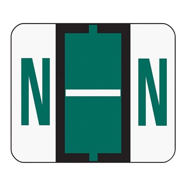 Bar-Style Permanent Alphabetical Labels "N" Dark Green 500/Pk