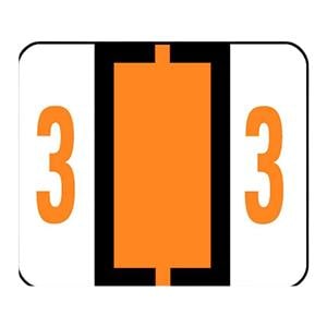 Bar-Style Permanent Numerical Labels "3" Dark Orange 500/Pk