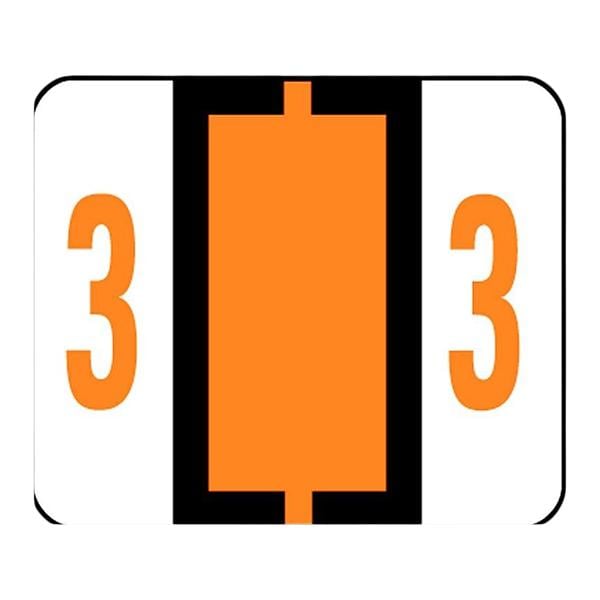 Bar-Style Permanent Numerical Labels "3" Dark Orange 500/Pk