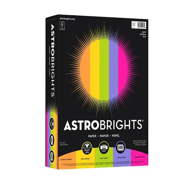 Astrobrights Paper 8.5 in x 11 in 24 Lb Assorted Cosmic 500